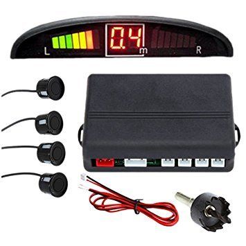New Car Parking Sensor 4 Kit Rear Reverse Sensors Alarm Backup Radar System LED Display Warning in Black / White / Blue / Silver/Red