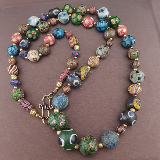Ancient Gabri Thousand Eyes Glass Beads Necklace 26inches