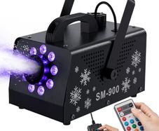 Snow Machine with Lights 900W Fake Snowflake Machine Indoor 9 LED 15 Color Lights Effect with Wireless Remote Control Snow Maker Portable for Parties & Stage