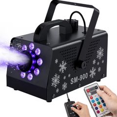 Snow Machine with Lights 900W Fake Snowflake Machine Indoor 9 LED 15 Color Lights Effect with Wireless Remote Control Snow Maker Portable for Parties & Stage