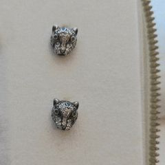 Stud tiger earrings silver 925 stamp