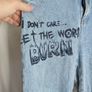 MNWKA Mishka NYC Graffiti Denim Jogger Jeans Let The World Burn Blue Tapered Size Small Y2K Image 2