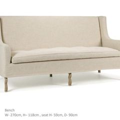 BENCH  Toffee Linen with Oak Legs