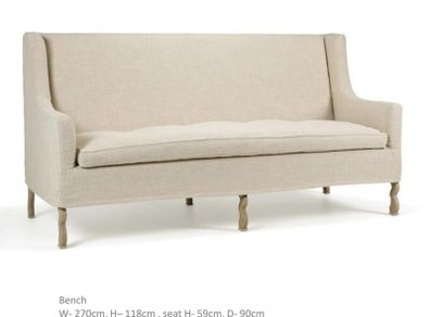 BENCH  Toffee Linen with Oak Legs