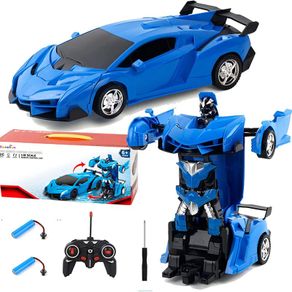 Remote Control Car, Transforming RC Car for Kids 2 in 1 Rechargeable Robot Racing, 1:18 RC Stunt Car with Flashing Lights and 360Rotation for Boys