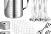 206Pcs Candle Craft Kits for Adults Include Wax Melted Pot Candle Wicks Candle Wicks Sticker 3-Hole Candle Wicks Holder Handle Mixing Spoon Candle Container (FREE POSTAGE)