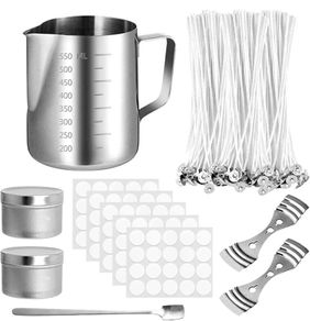 206Pcs Candle Craft Kits for Adults Include Wax Melted Pot Candle Wicks Candle Wicks Sticker 3-Hole Candle Wicks Holder Handle Mixing Spoon Candle Container (FREE POSTAGE)
