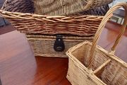 Selection of Vintage Wicker Hanper, Picnic , Wine Bottle, and Shopping Baskets