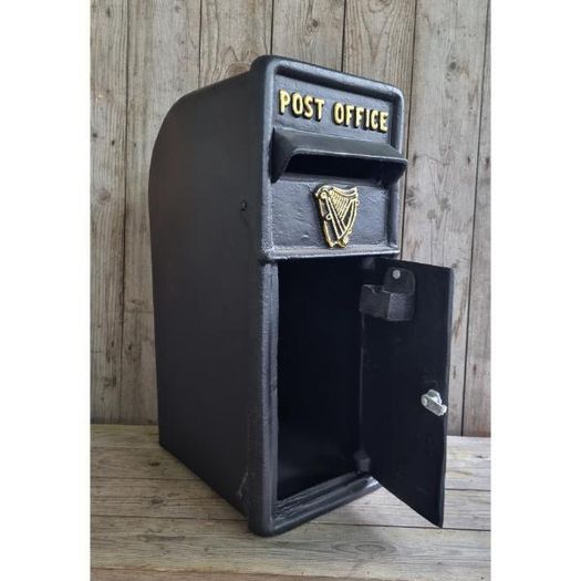 Cast Iron Post Box Large Big Harp Black CH R MB04 B