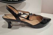 Anne Klein black patent slingback heels
