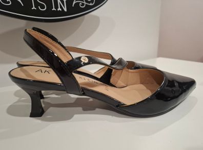 Anne Klein black patent slingback heels