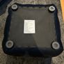 Navy blue velvet upholstered cube pouffe Image 3