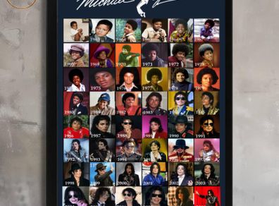 Wall Art Michael Jackson life history in pictures. .Unique design. A1 Gloss.