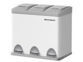 Bin trash can for the kitchen, metal pedal bin, 3-in-1 trash can, 24 liters, garbage separation, garbage separation system, easy to clean, steel, white-gray