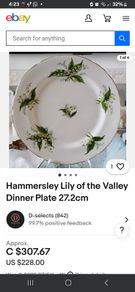 Large Hammersley Lily of the Valley China Dinner Plate
