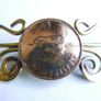 Vintage Twisted brass and Copper Foreign Coin Pin Image 4