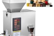 Powder Filling Machine, 1-99.9g Automatic Particle Dispenser, High Accuracy, Premium Stainless Steel, Intelligent Weighing Dispensing Filler for Coffee Beans, Grains, Tea, Spices, Silver
