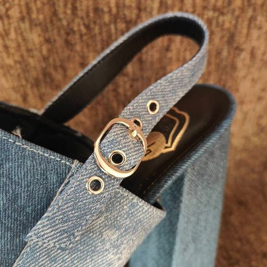 Denim style platform sandals, size 40