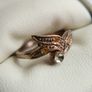 Vintage Sterling Silver Decorative leaf design ring with small stones Image 3
