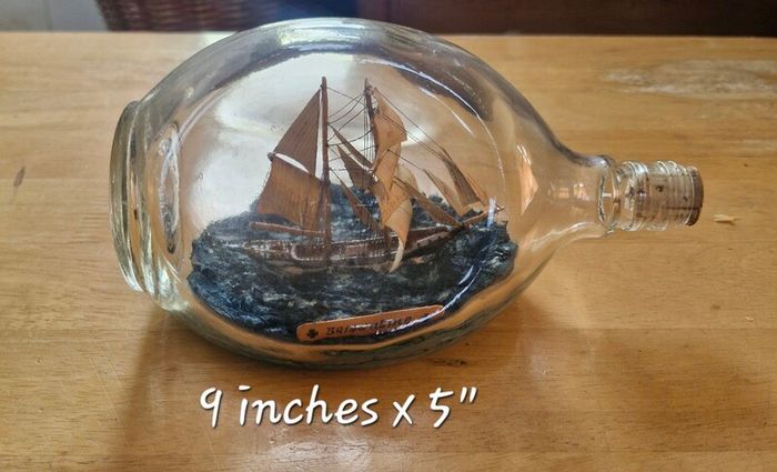 Handmade Brigantine Ship in a Bottle  Unique Maritine Craft