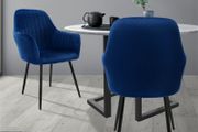 Set of two  Blue  Velvet  Fabric Velvet Dining Dining chair set of 2 black velvet cover with metal legs incl. mounting