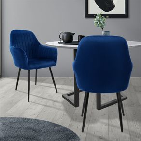 Set of two  Blue  Velvet  Fabric Velvet Dining Dining chair set of 2 black velvet cover with metal legs incl. mounting