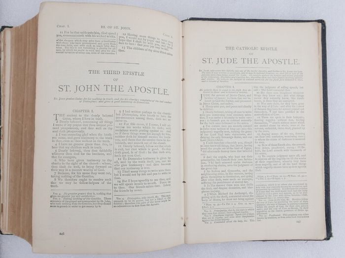Vintage spine of a Catholic Douay Bible published by James Duffy & Co. Ltd. in Dublin.