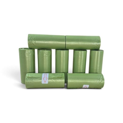 PE Grass Green Dog Poo Bags - 10 x rolls - 15 bags per roll