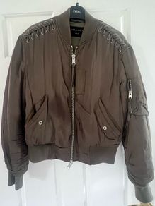 All Saints Green Bomber Jacket Size S