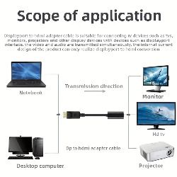 DP to HDTV Adapter Cable - 4K HD USB-Powered DisplayPort to HDTV Converter for Desktop Laptop Graphics Card, External TV Projector, 360 Rotating DP to HDTV Adapter, Laptop Display Adapter, Sleek Metallic Finish, Highquality Cable