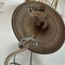 Antique French brass ceiling light with glass shade Image 5