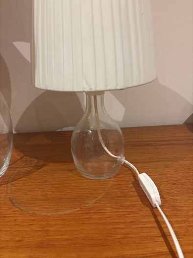 2 for the price of 1 - Free  Smaller same style lamp - IKEA Bran Handmade Glass Table Lamp with Pleated Drum Shade - Off White and Pink