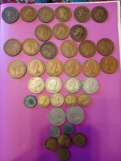 Vintage Pre-Decimal British Coin Job Lot (Pennies, 3d, Shillings & 1973 EEC 50p)