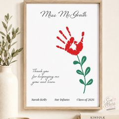 Personalised Teacher - SNA - Teaching Assistant Handprint Print - End of Year Gift