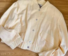River Island butter yellow linen blend bomber jacket Size 16