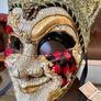 Authentic New Venetian Jester Mask In Red And Gold Italy Image 6