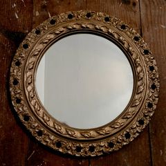 Vintage ornate gilt plaster circular mirror