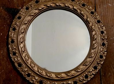 Vintage ornate gilt plaster circular mirror