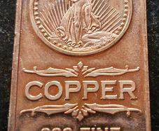 Copper 1 avdp oz Lady Liberty Bar