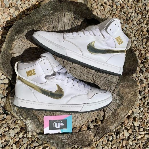 Premium Vintage White Nike with Gold Mid High