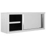 Kitchen Wall Cabinet with Sliding Doors 120x40x50 cm Stainless Steel Image 5