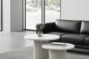 Modo Designer Ribbed Coffee Table Set Sculptural Base