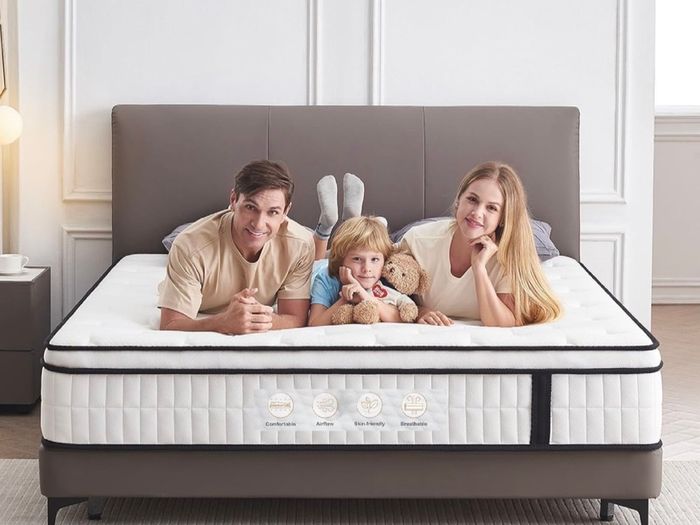 5FT King Size Mattress, 10.2 INCH King Memory Foam Sprung Mattress Medium Firm,Comfortable Sleep for Back Pain Relief and Heavy Sleeper(150x200x26cm)
