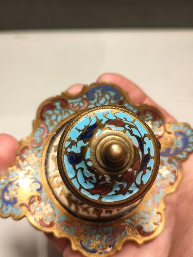 19th Century Napoleon 111 Bronze Cloisonne Ink Well