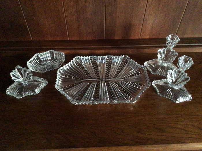 Vintage Clear cut glass dressing table set