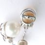 Vintage 14k Solid White Gold Round Bead Cultured Pearl Diamond Earrings 3,37g Image 10
