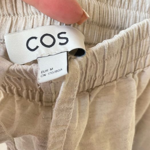 COS High-Waisted Wide-Leg Linen Cotton Culottes Pants Beige Sand - Size M