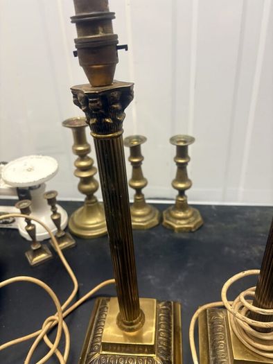 Pair of Vintage Corinthian Column Table Lamp Bases