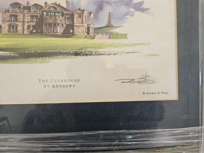 2 matching framed St Andrews 100th anniv golf prints. Printed on 100% linen board using lightfast inks