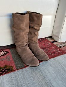 DUNE - brown suede mid-calf boots size 39